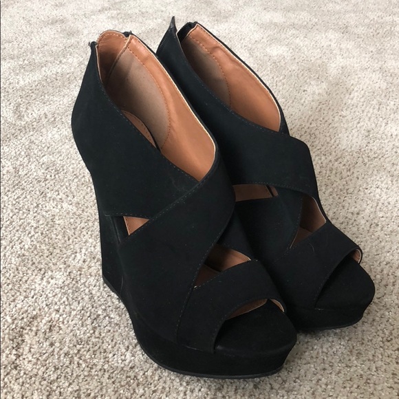 New black platform wedges - Picture 1 of 4